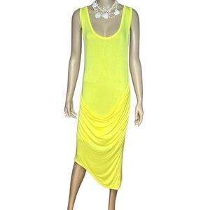 NWT  Kimberly Ovitz Yellow Drape Midi Dress (016)
